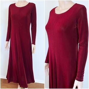 Vintage 90s Slinky Maroon Maxi Dress by Flax‎ // Size Small